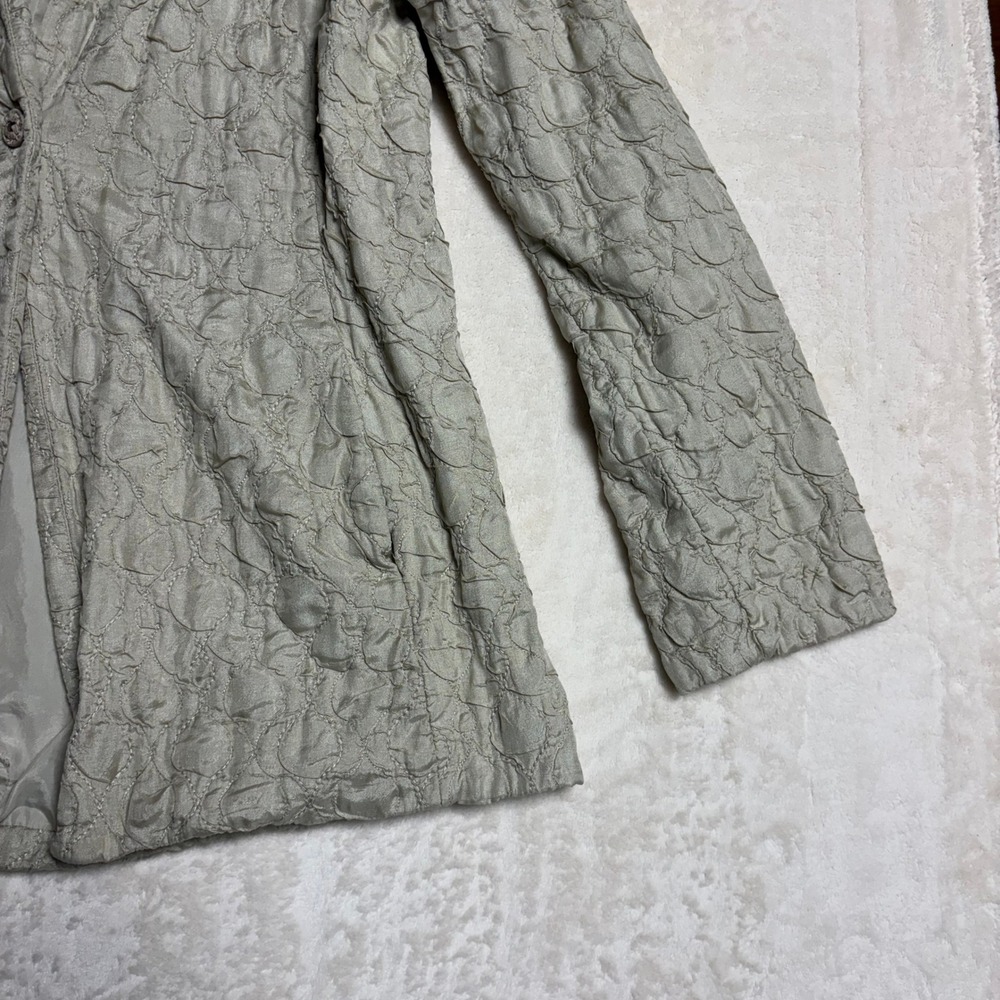 Eileen Fisher Womens Textured Jacket Beige‎ Button Front Size L Blazer Lagenook - Picture 6 of 14